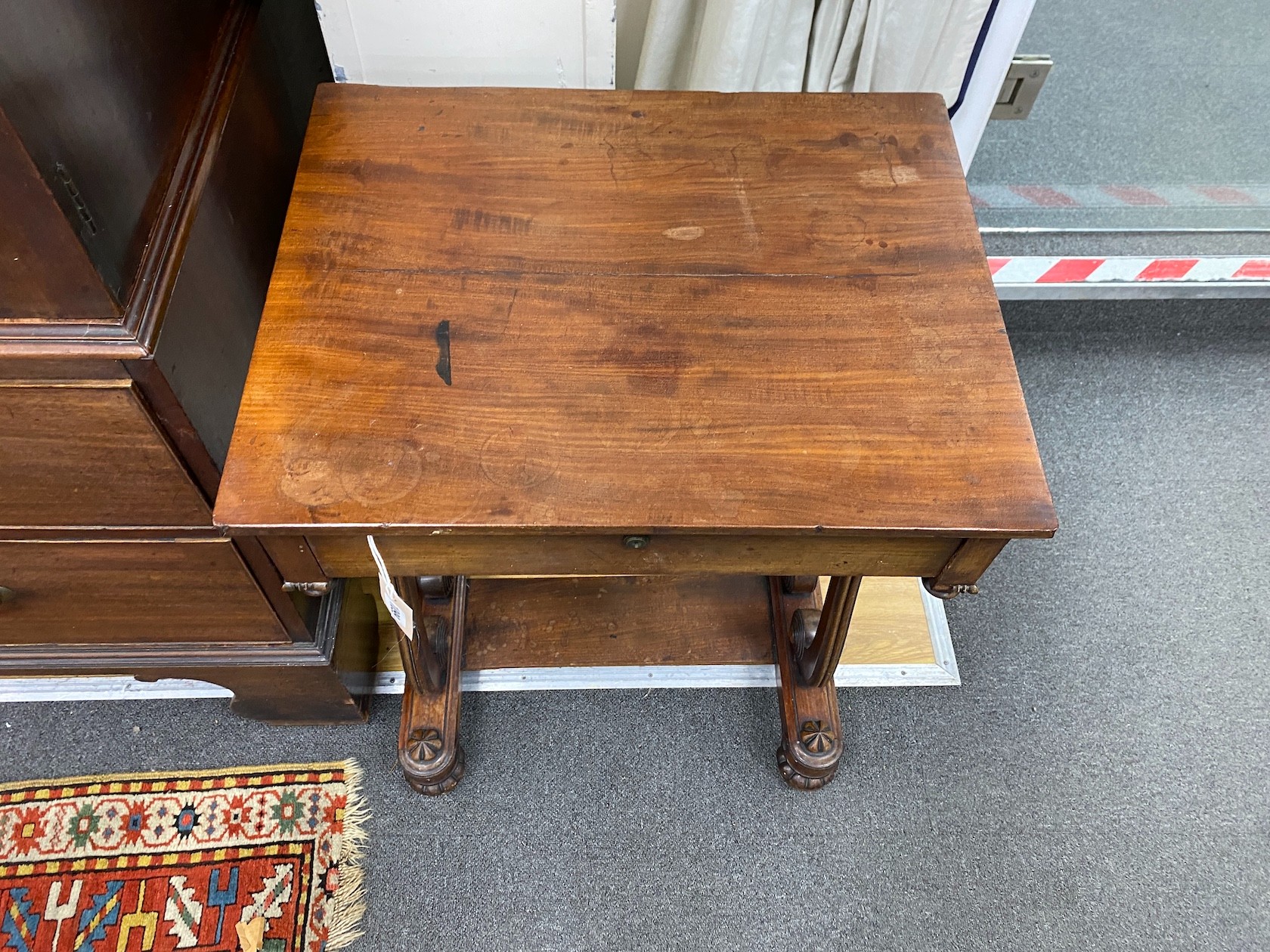 A Regency rectangular mahogany work table, width 50cm, depth 40cm, height 72cm